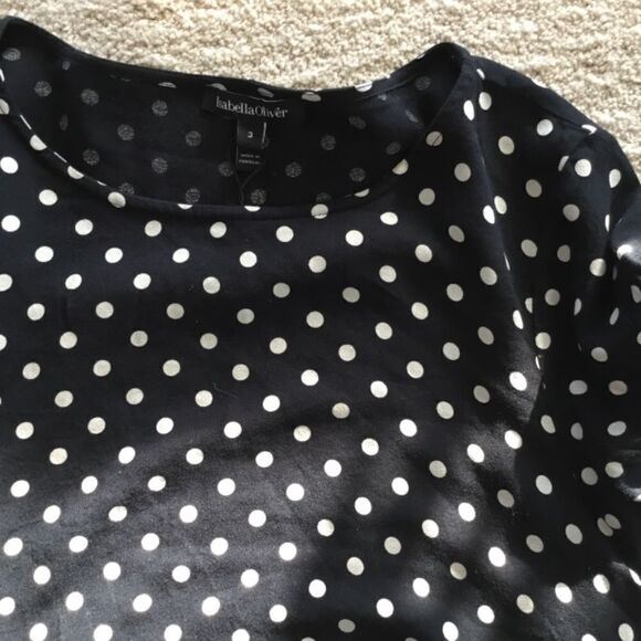 Isabella Oliver black polka dot top maternity with waist tie - Picture 8 of 9